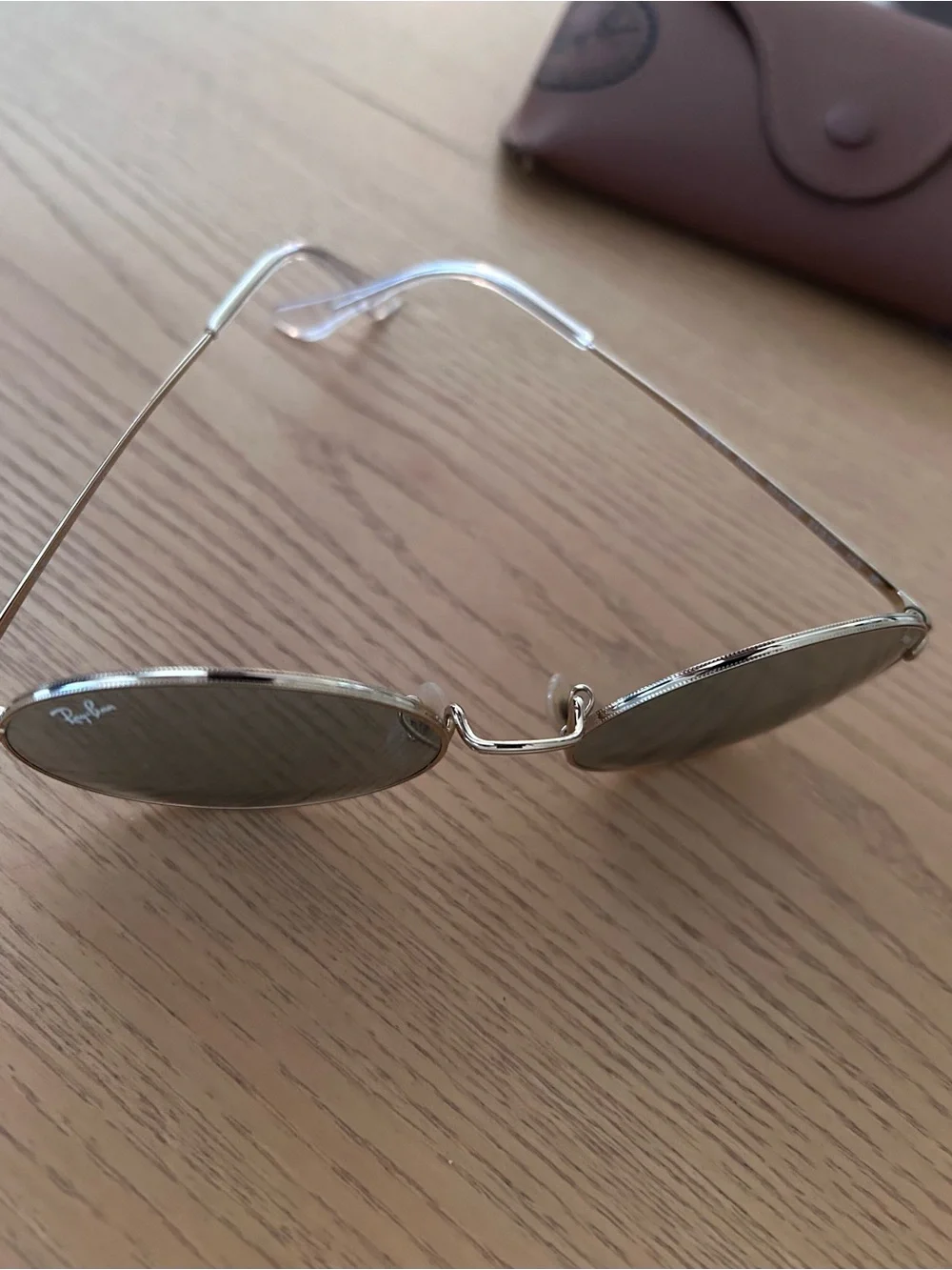 Ray-Ban 1970 Oval Metal Sunglasses Gold Frame with Blue Gradient Lenses